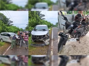 Kecelakaan Avanza dan Motor CB Terjadi di Desa Lolo, Satu Kendaraan Rusak Parah